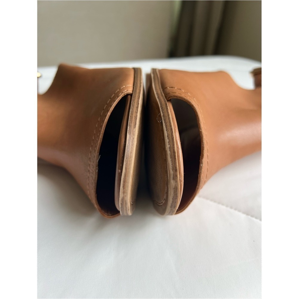 ALDO Brown Leather Open Toe Slingback Block Heel Ankle Strap Buckle US 9 - Picture 8 of 9